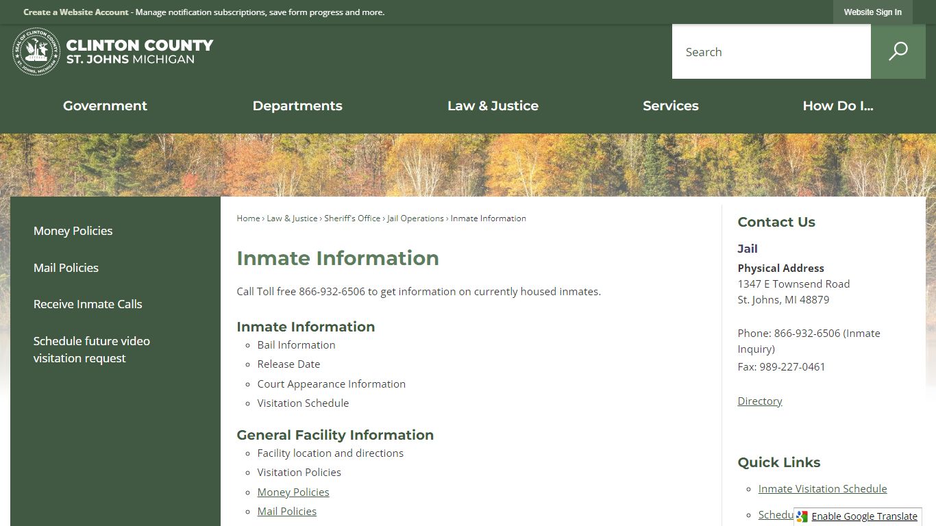 Inmate Information | Clinton County, MI